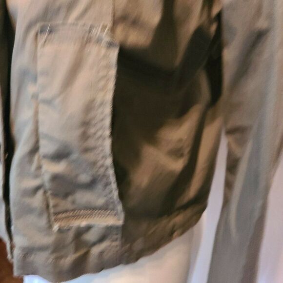 American Rag Olive Green Military Utility Jacket Sm Button Front Epaulette Crop - Picture 3 of 10